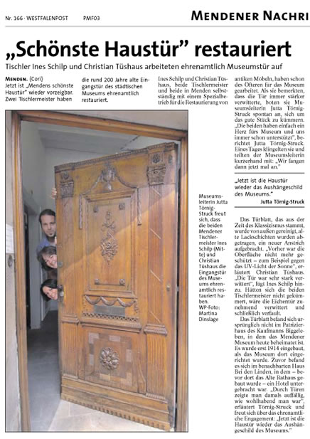 Museunstür Stadtmuseum Menden